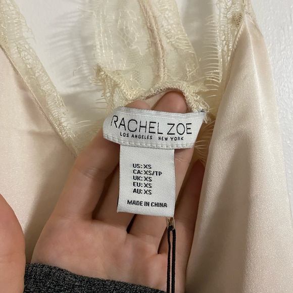 Rachel Zoe Beige Satin Camisole with Lace Trim and Racerback Size XS - Picture 7 of 9